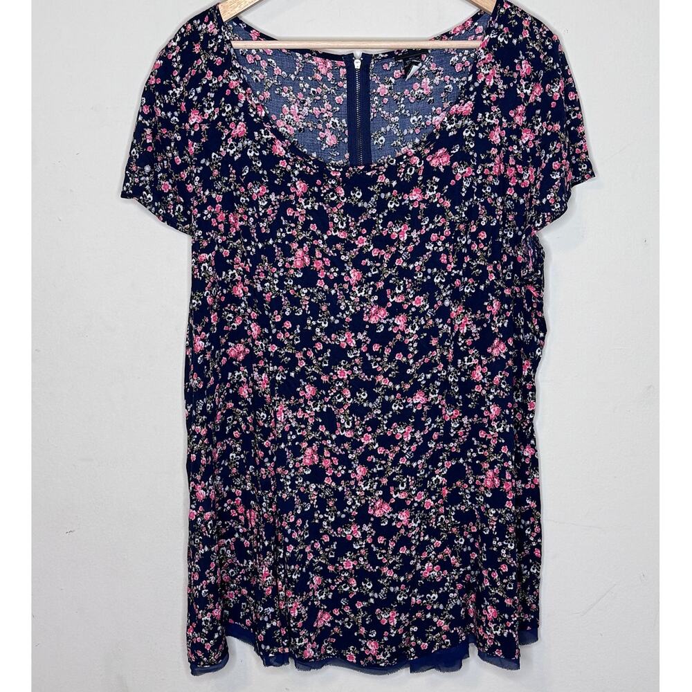 Torrid Floral Pink & Blue Mini Dress/Tunic Size 1
